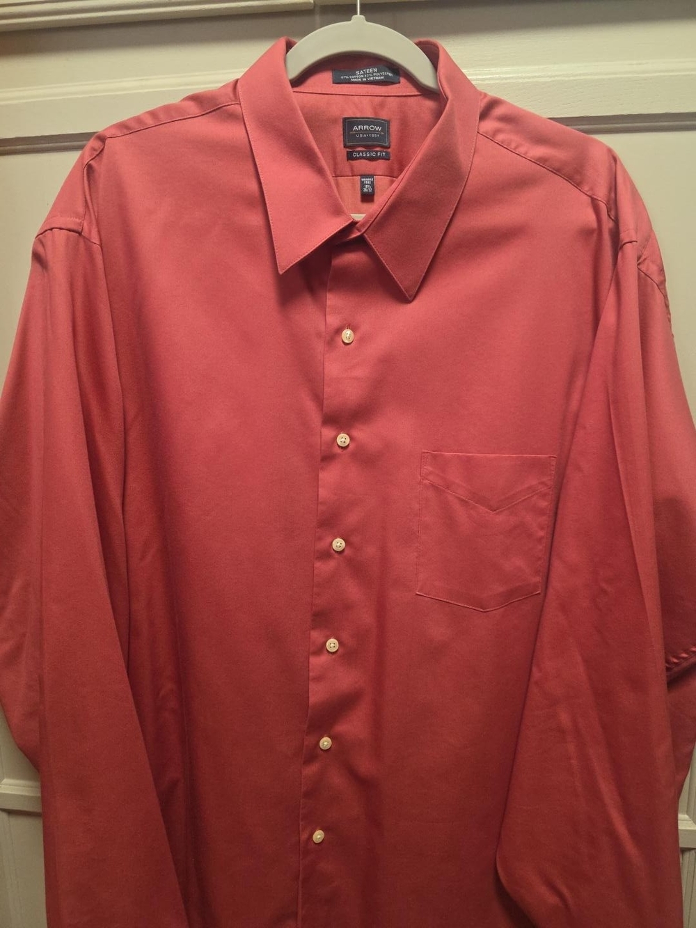 Arrow Men's Long-Sleeve Dress Shirt in Coral-Red